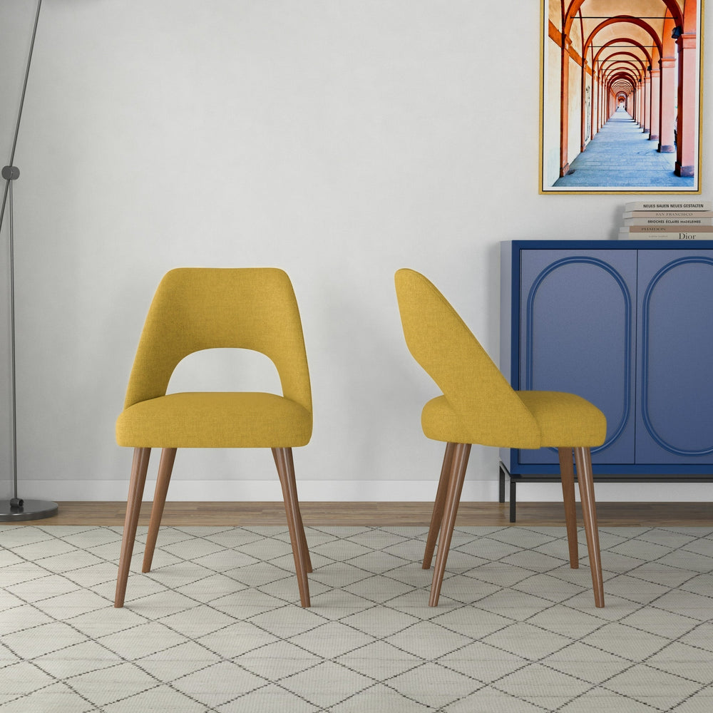 Juliana Mid Century Modern Yellow Fabric Dining Chair (Set Of 2) Image 2