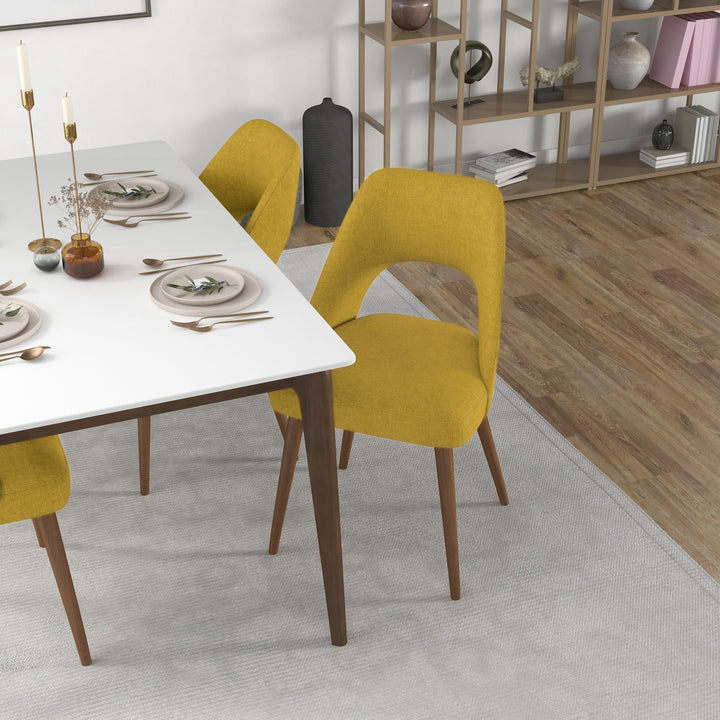 Juliana Mid Century Modern Yellow Fabric Dining Chair (Set Of 2) Image 4