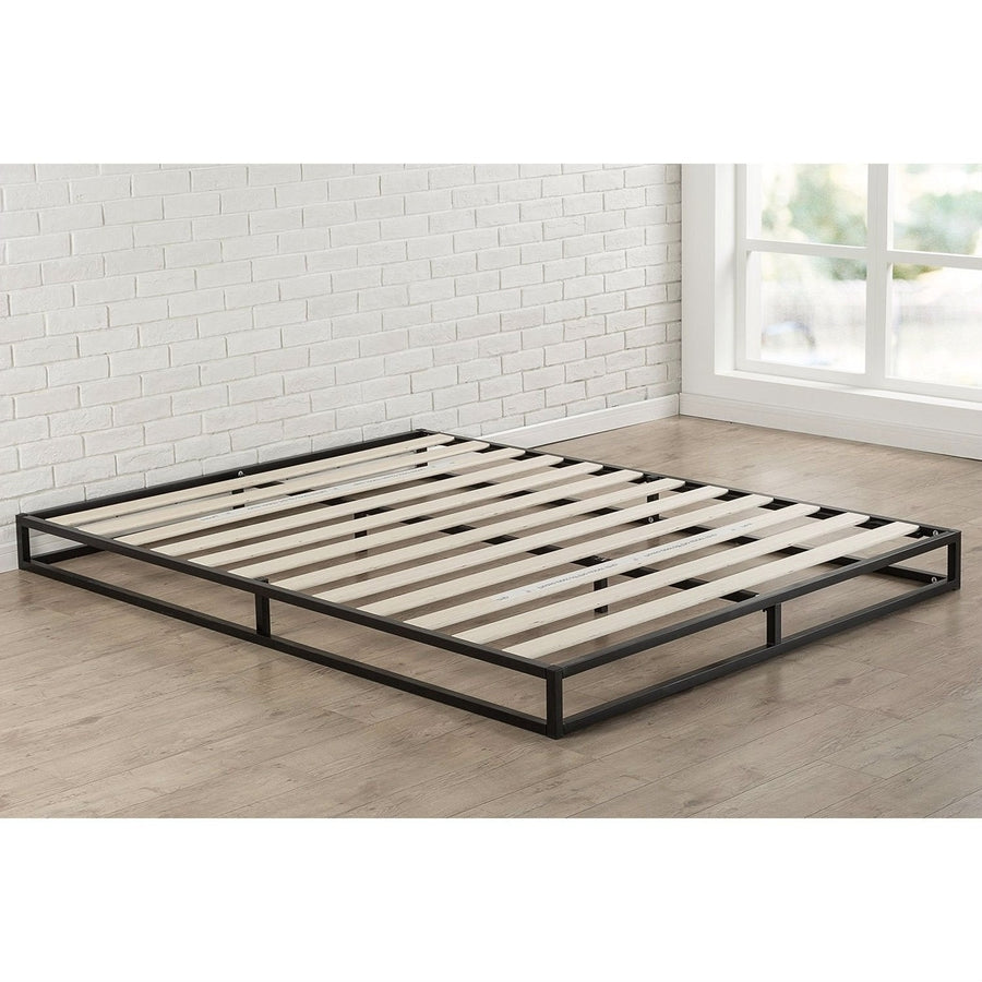 King 6-inch Low Profile Metal Platform Bed Frame with Wooden Support Slats Image 1