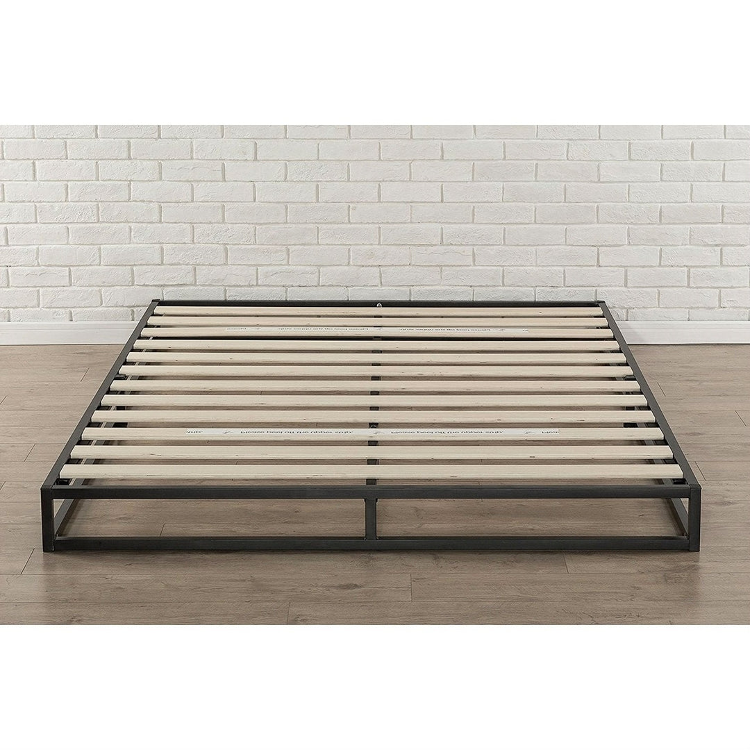 King 6-inch Low Profile Metal Platform Bed Frame with Wooden Support Slats Image 2