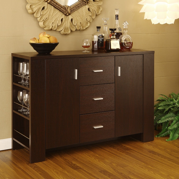 Modern Dining Buffet Sideboard Server in Cappuccino Finish Image 1