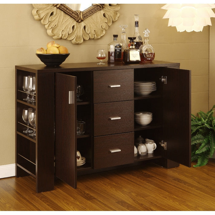 Modern Dining Buffet Sideboard Server in Cappuccino Finish Image 2