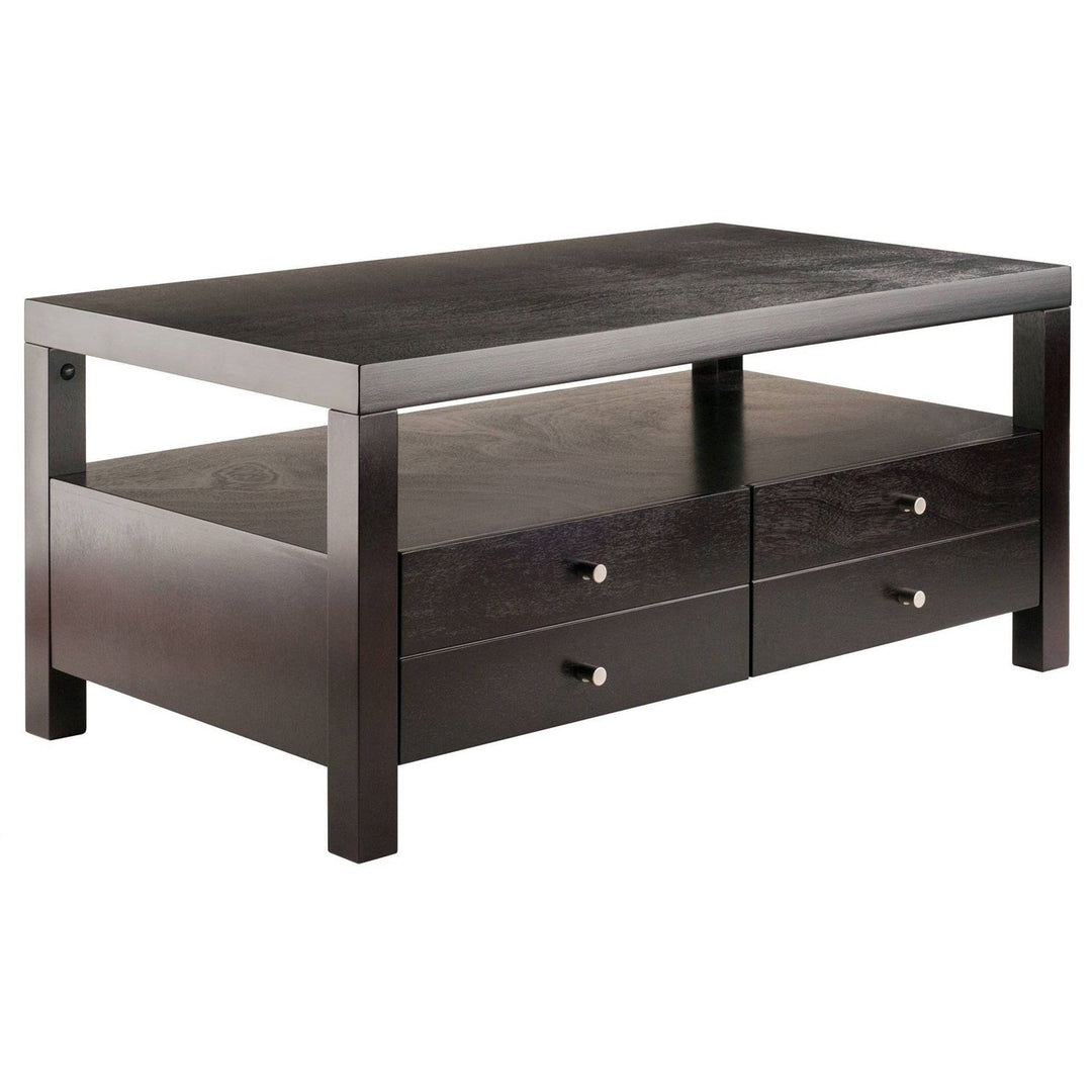 Modern Espresso 2 Drawer Coffee Table Image 1