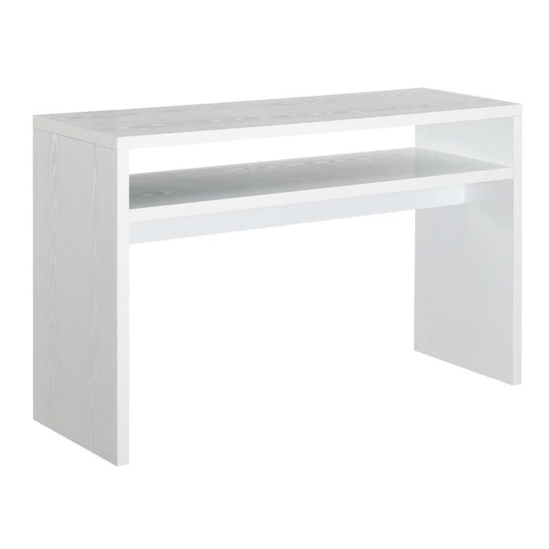 Modern FarmHome White Sofa Table Console Table with Bottom Shelf Image 2