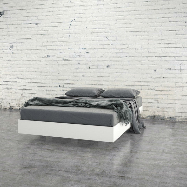 Modern Floating Style White Platform Bed Frame in Full Size Image 1