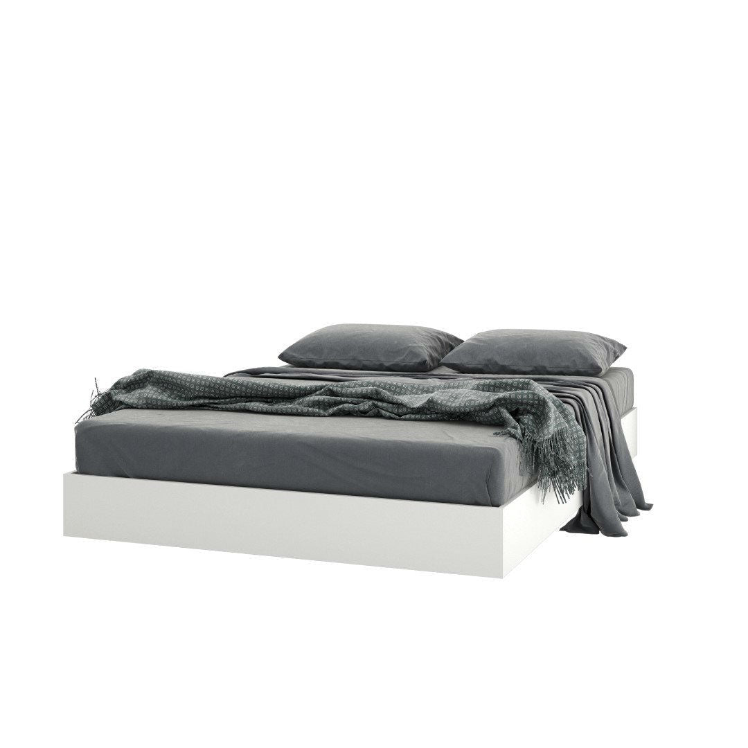 Modern Floating Style White Platform Bed Frame in Full Size Image 2