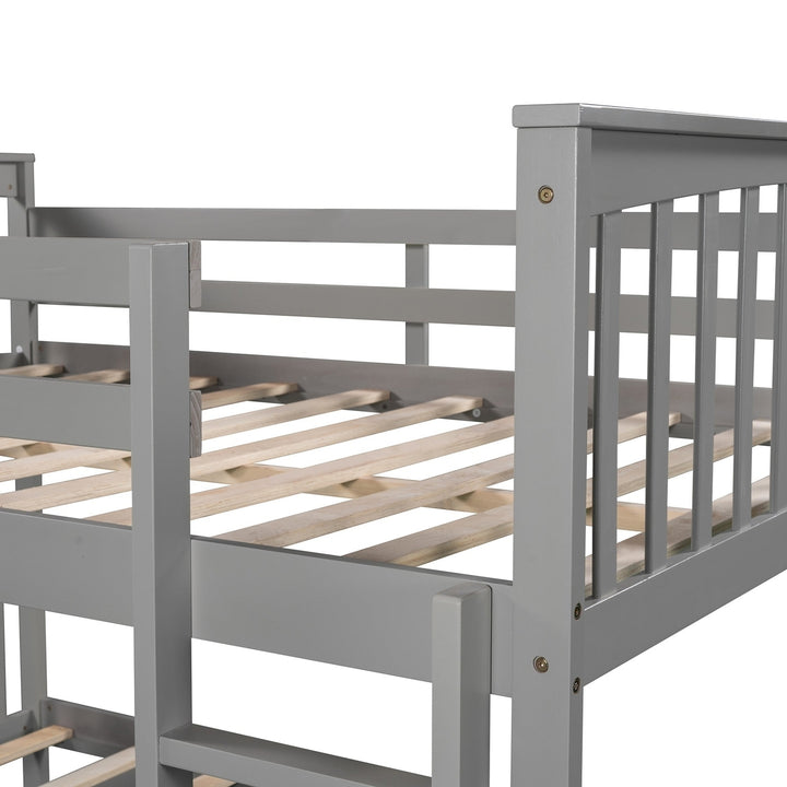 Modern Gray Full Over Full Bunk Bed with Two Drawers Image 5