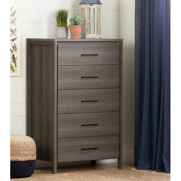 Modern Grey 5 Drawer Storage Chest Image 4