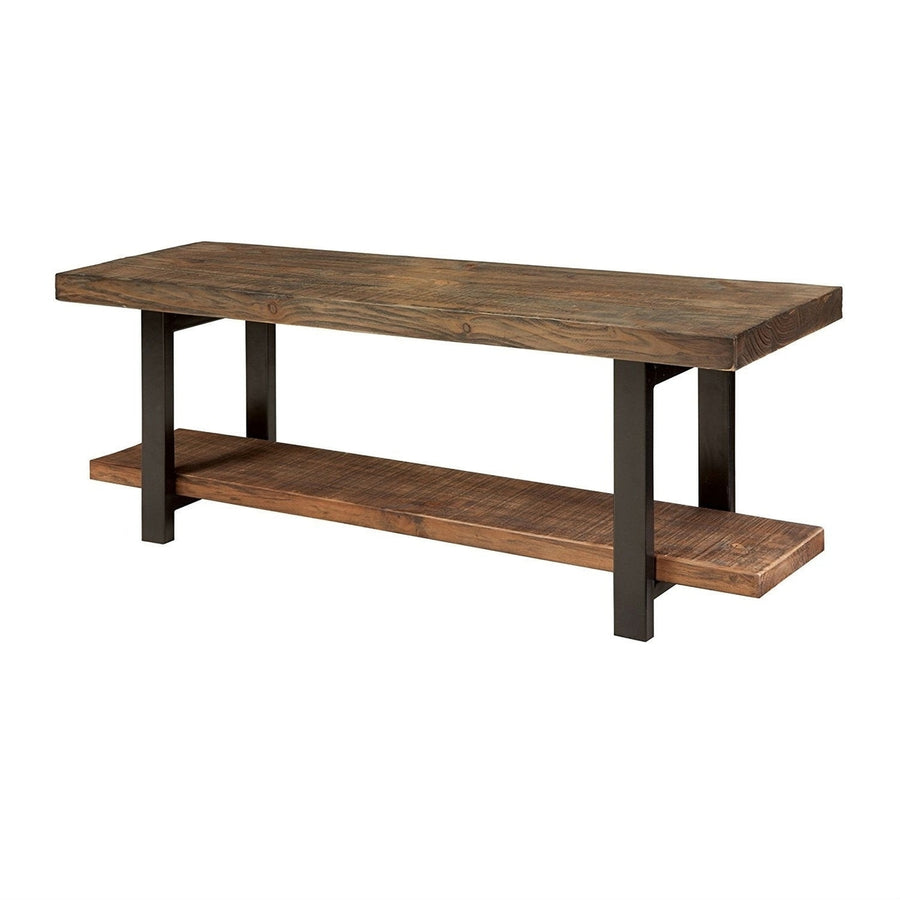 Modern Industrial Style Wood and Metal Accent Bench Image 1