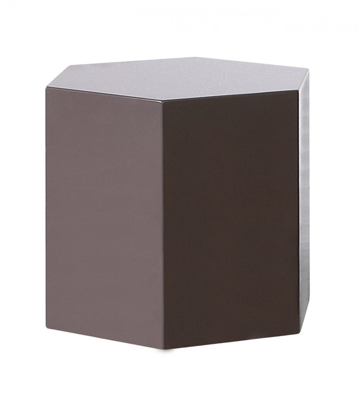 Modern Light Grey High Gloss Hexagonal End Table Image 1