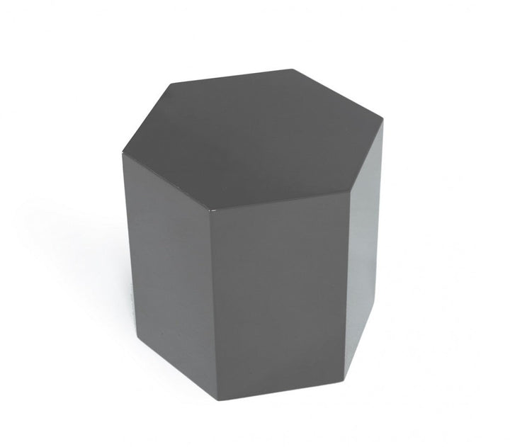 Modern Light Grey High Gloss Hexagonal End Table Image 2