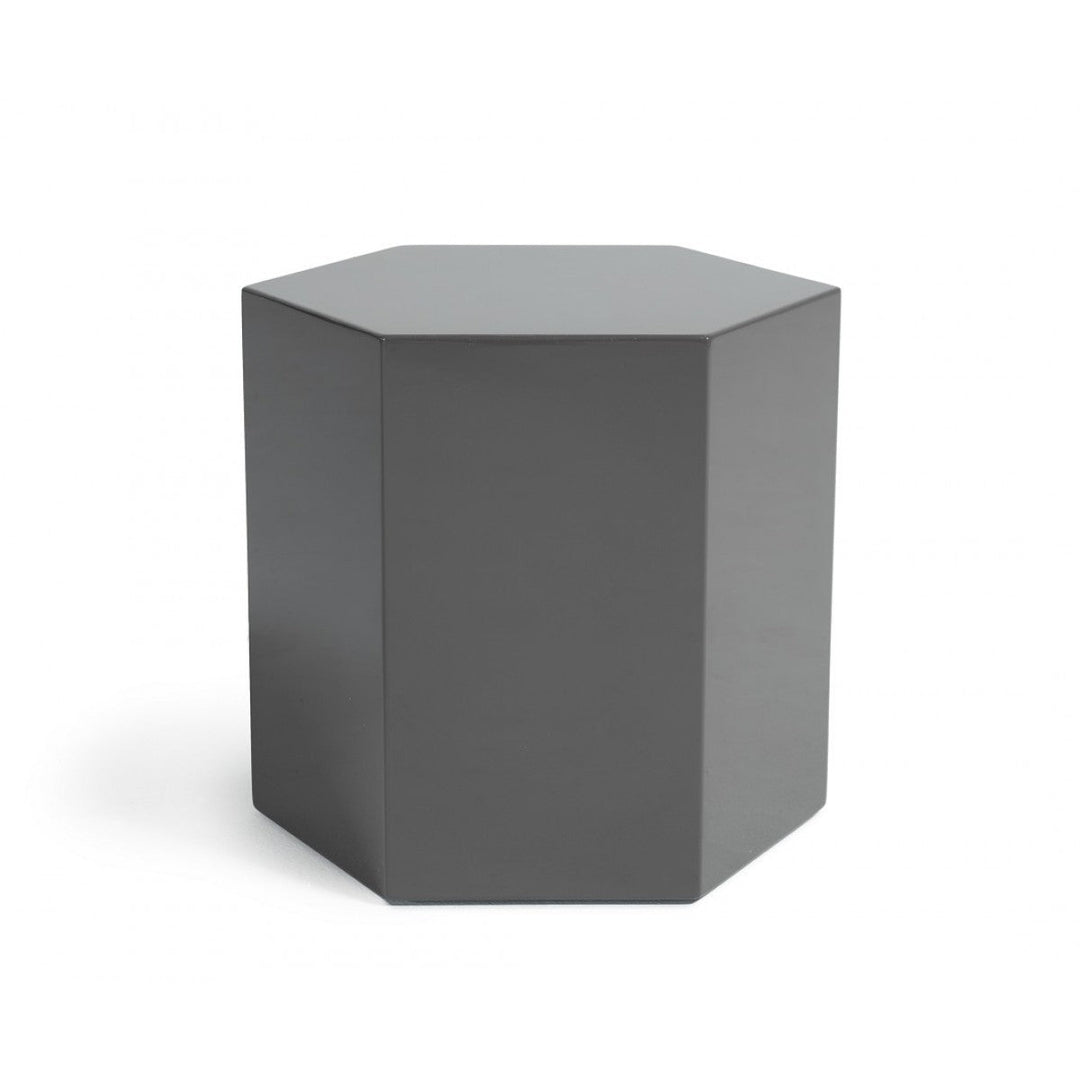 Modern Light Grey High Gloss Hexagonal End Table Image 3