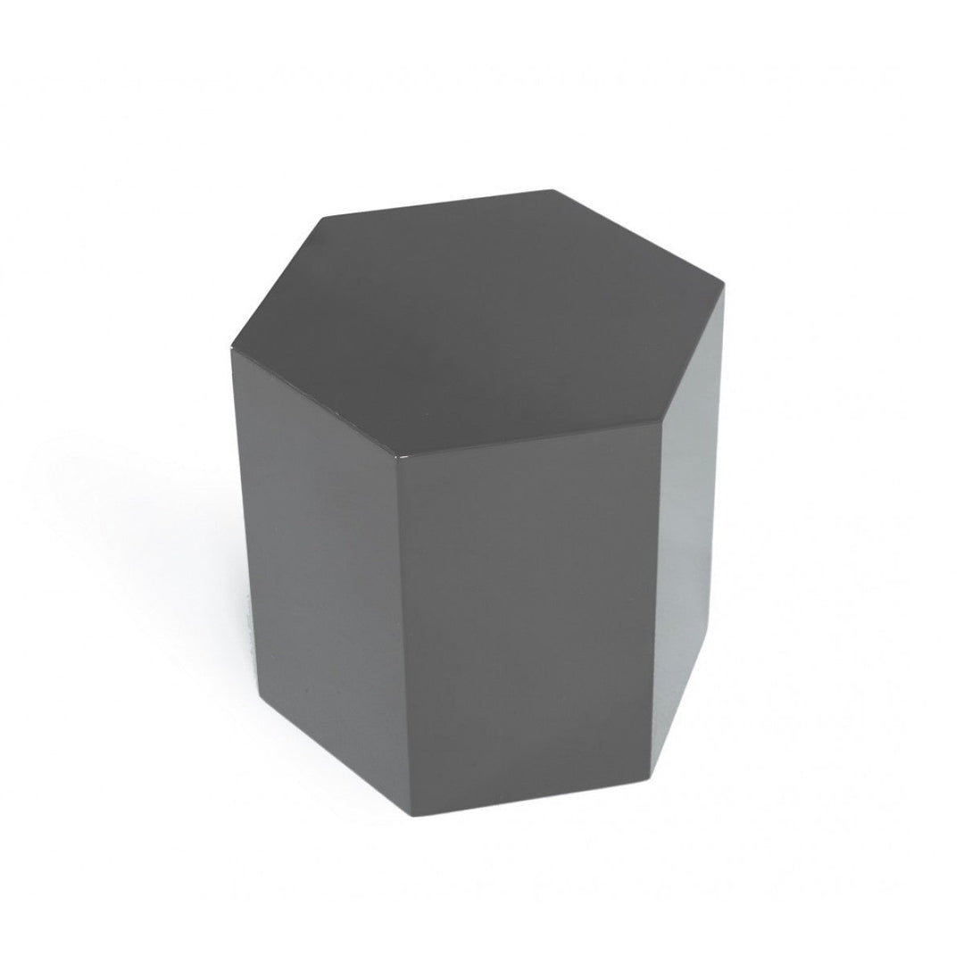 Modern Light Grey High Gloss Hexagonal End Table Image 4