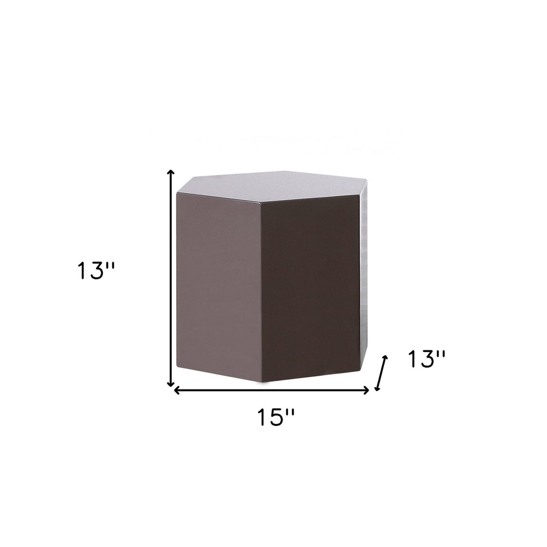 Modern Light Grey High Gloss Hexagonal End Table Image 5