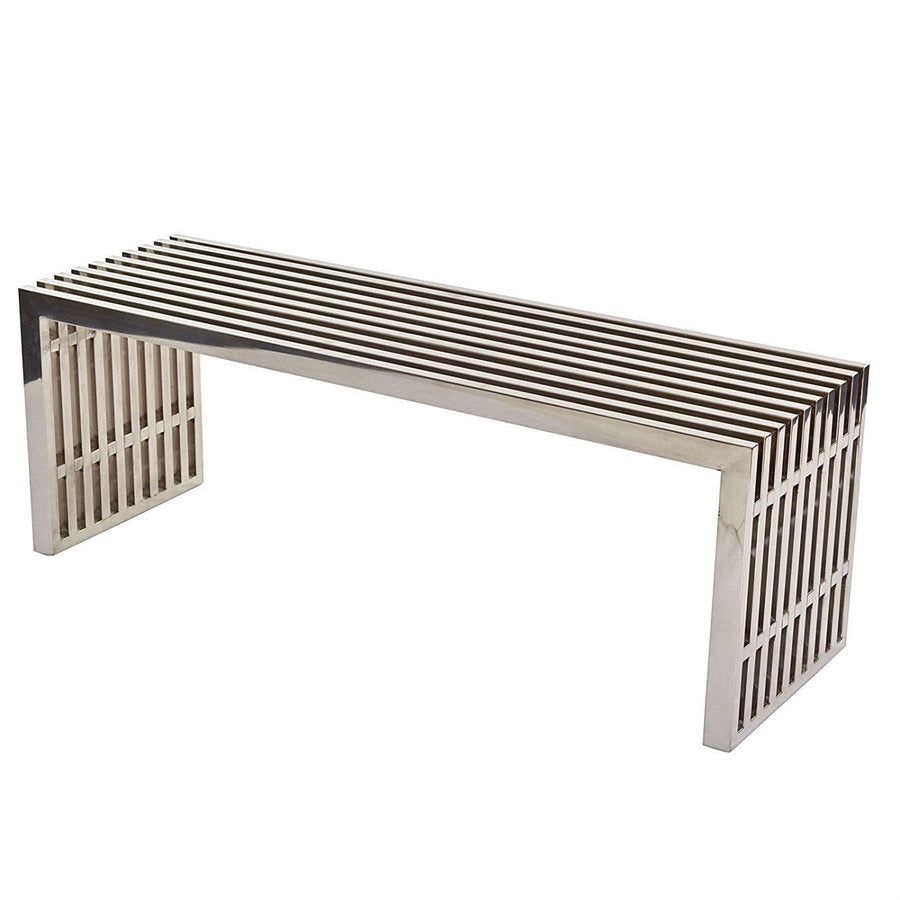 Modern Mid-Century Stainless Steel Accent Bench Image 1