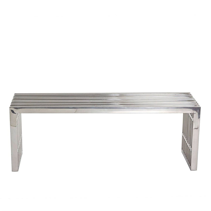 Modern Mid-Century Stainless Steel Accent Bench Image 2