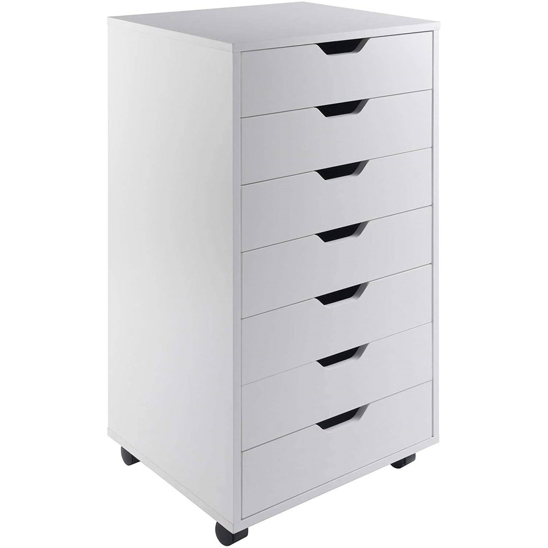 Modern Scandinavian Style 7-Drawer Storage Cabinet Chest in White Finish Image 1