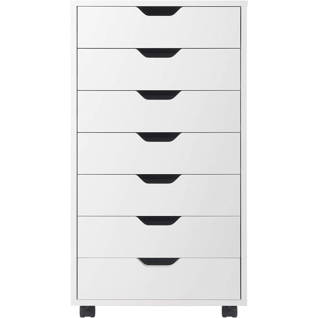 Modern Scandinavian Style 7-Drawer Storage Cabinet Chest in White Finish Image 2