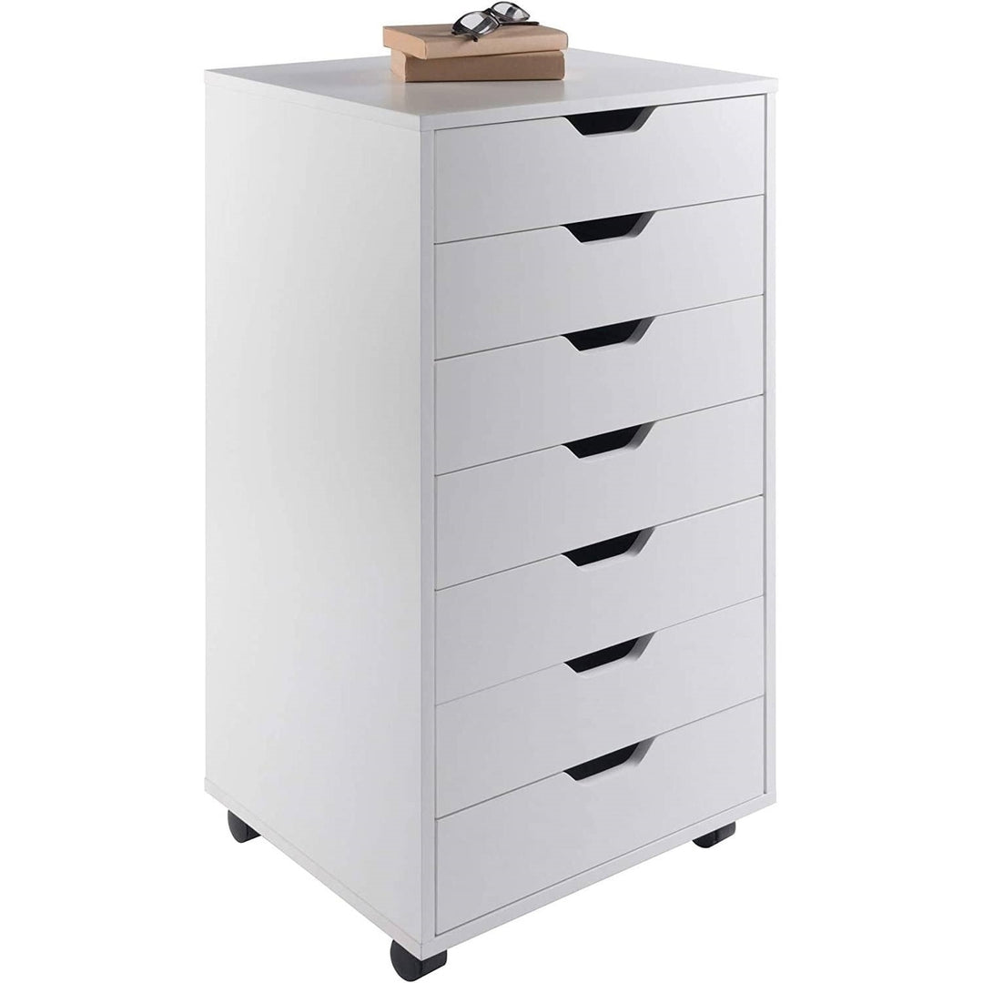 Modern Scandinavian Style 7-Drawer Storage Cabinet Chest in White Finish Image 5