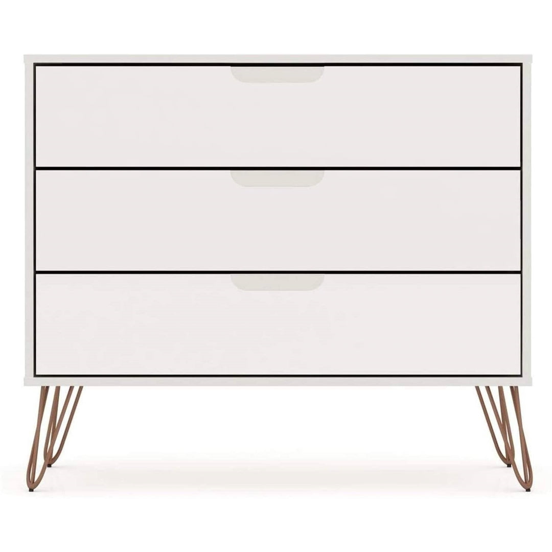 Modern Scandinavian Style Bedroom 3-Drawer Dresser in Off-White Finish Image 1