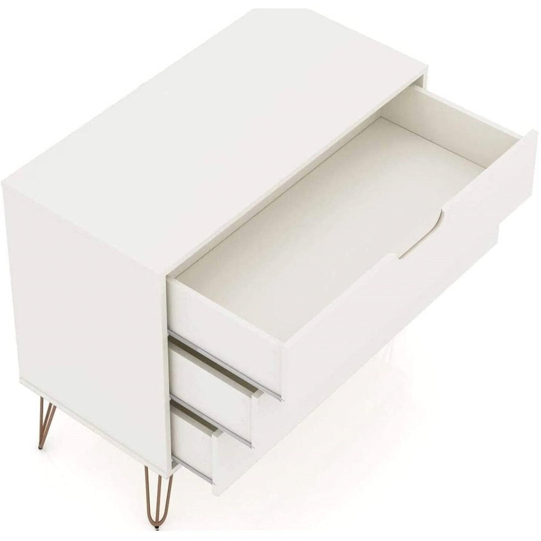 Modern Scandinavian Style Bedroom 3-Drawer Dresser in Off-White Finish Image 3