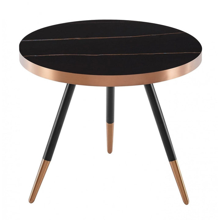 Modern Small Black and Gold Ceramic Coffee Table Image 1