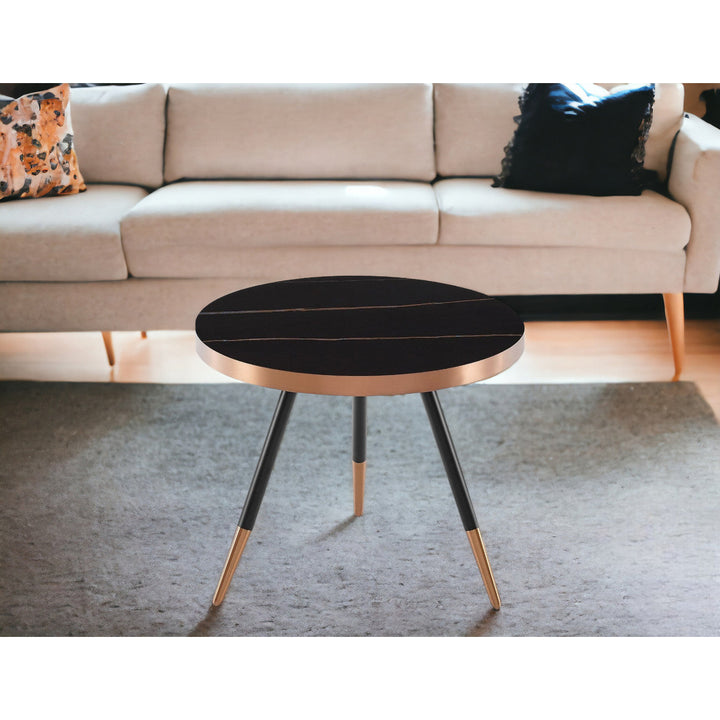 Modern Small Black and Gold Ceramic Coffee Table Image 8