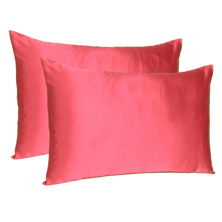 Poppy Red Dreamy Set Of 2 Silky Satin Standard Pillowcases Image 1