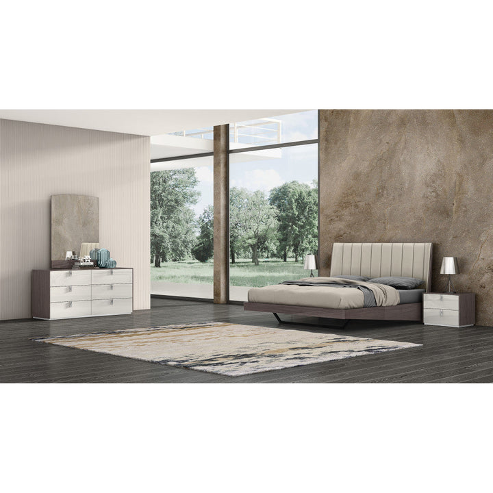 Queen Grey Upholstered Faux Leather and Ivory Gloss Bed Frame Image 7