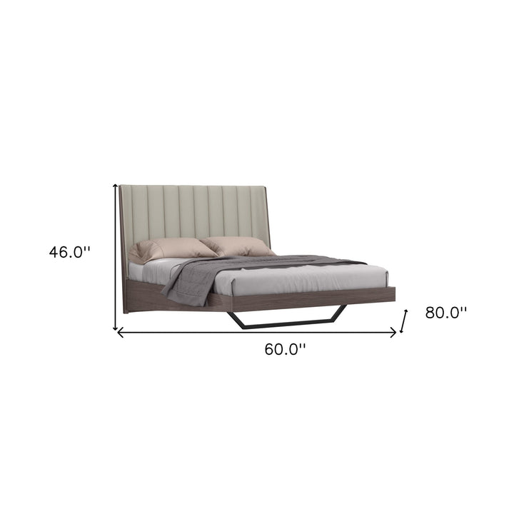 Queen Grey Upholstered Faux Leather and Ivory Gloss Bed Frame Image 8