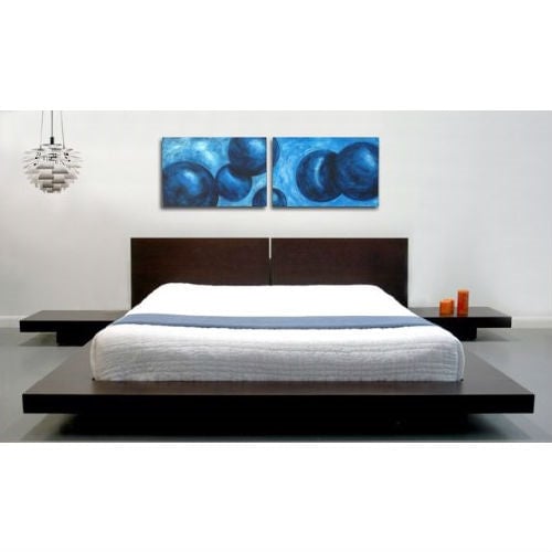 Queen Modern Platform Bed w/ Headboard and 2 Nightstands in Espresso Image 4