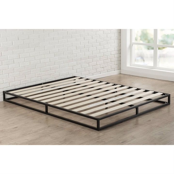 Queen size 6-inch Low Profile Metal Platform Bed Frame with Wooden Slats Image 3