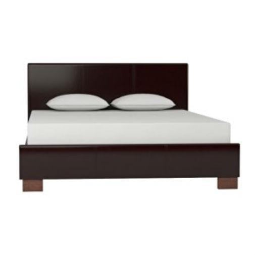 Queen size Dark Brown Faux Leather Upholstered Platform Bed Frame with Headboard Image 2