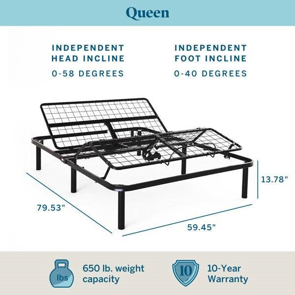 Queen Size Electric Head Foot Adjustable Bed Base with Remote Image 5