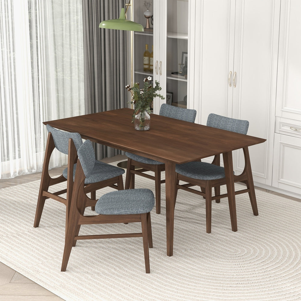 Levi Modern Style Solid Wood Rectangular Dining Kitchen Table 63" Image 2