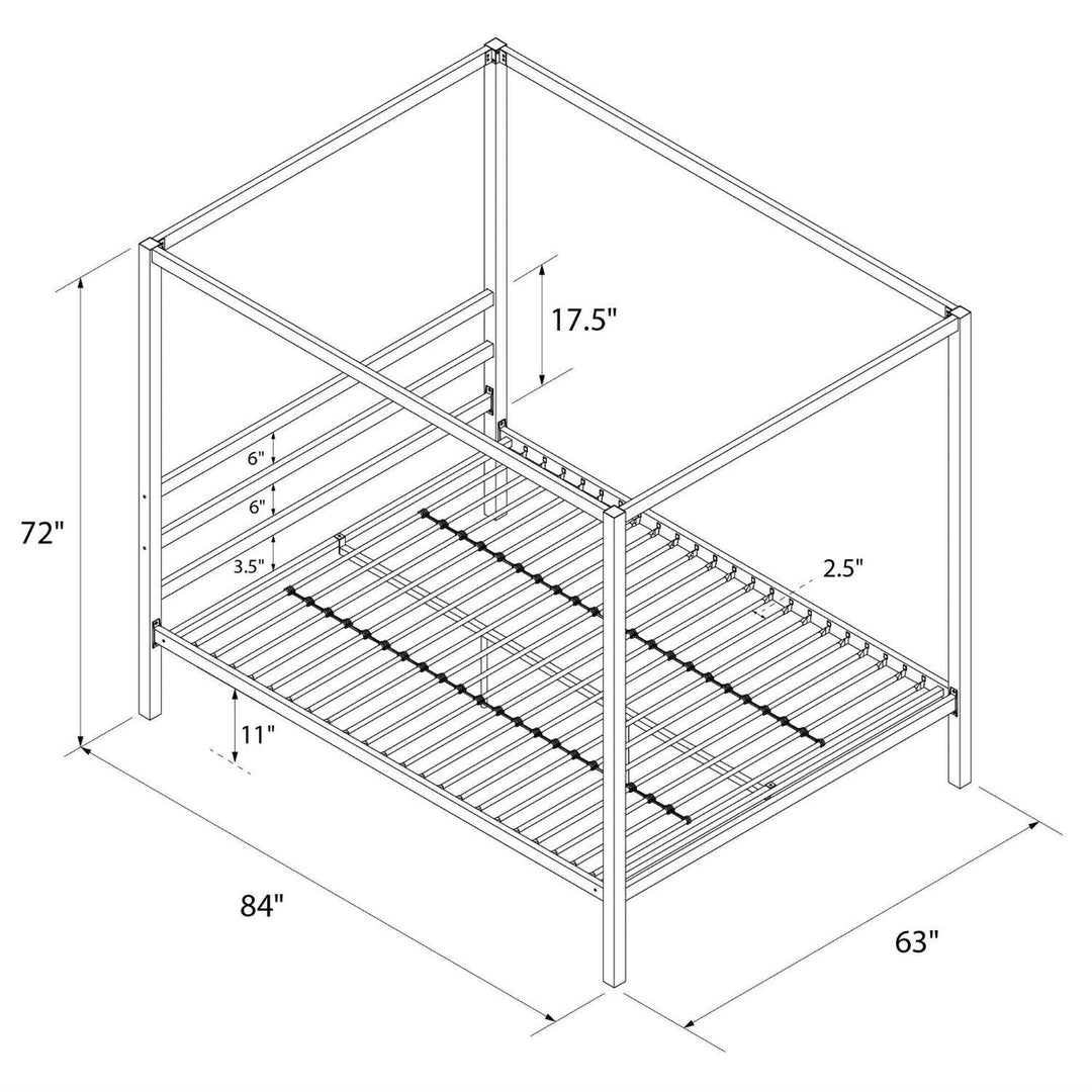 Queen size Modern Canopy Bed in Sturdy Grey Metal Image 3