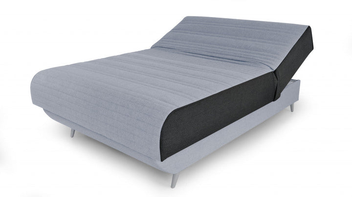 Light Gray Full Adjustable Upholstered Polyester No Bed Frame with Mattress Image 2