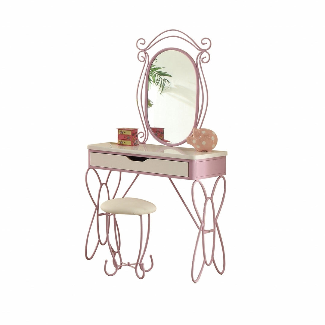 Lilac And White Butterfly Design Desk Vanity Dressing Table Image 1