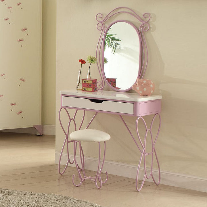 Lilac And White Butterfly Design Desk Vanity Dressing Table Image 2