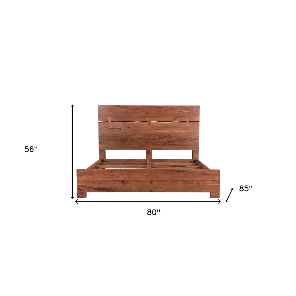 Live Edge Solid Wood King Brown Bed Image 2