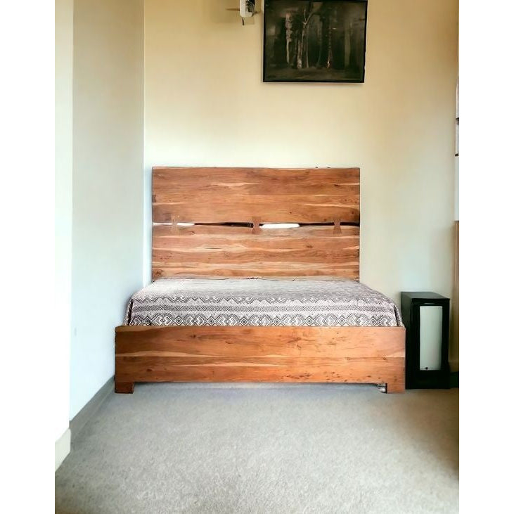 Live Edge Solid Wood King Brown Bed Image 5