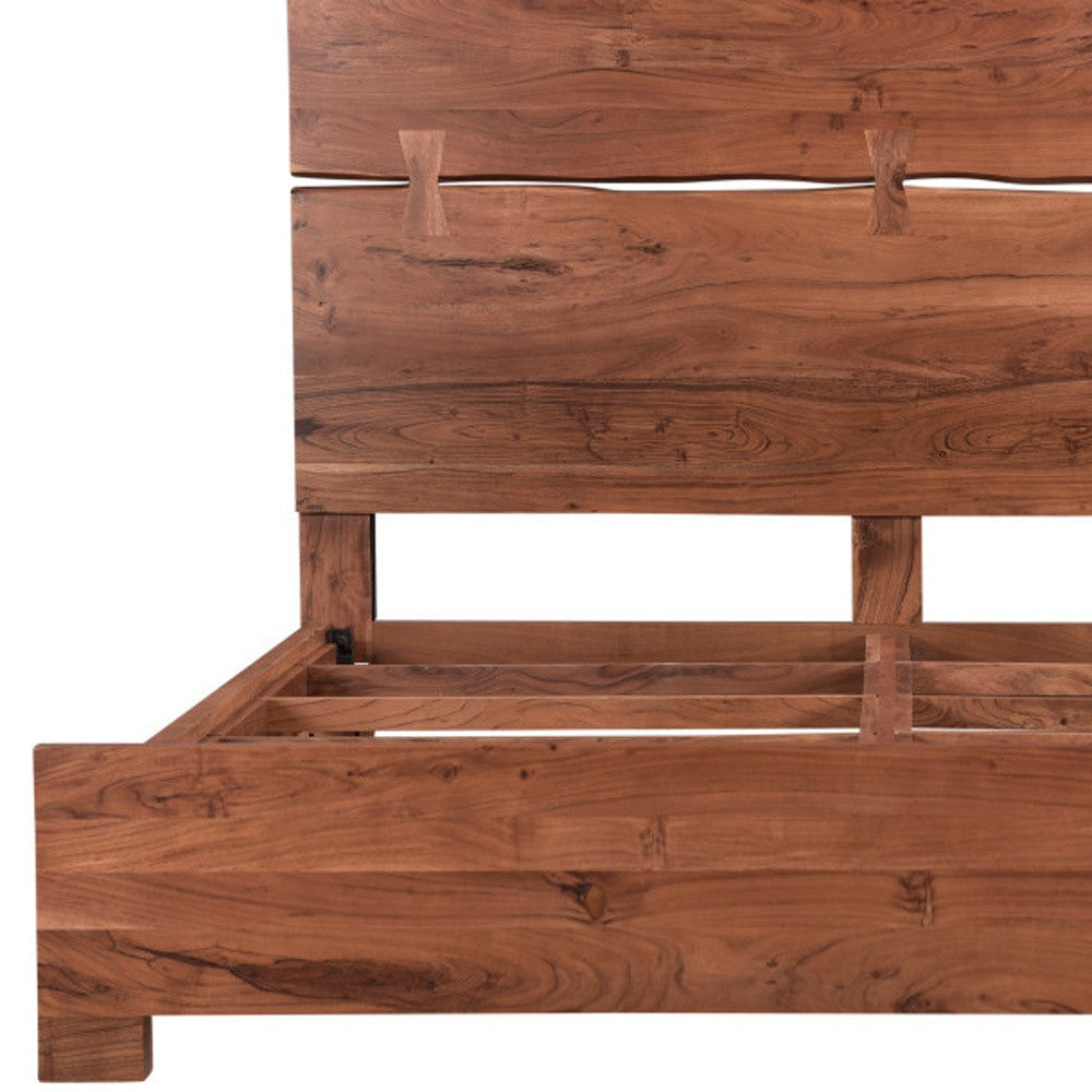 Live Edge Solid Wood King Brown Bed Image 7