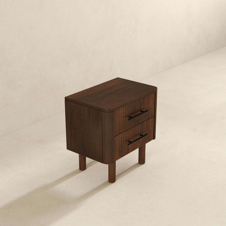 Logan Mid Century Modern Walnut Nightstand Bed Side Tables With 2 Drawers Image 6