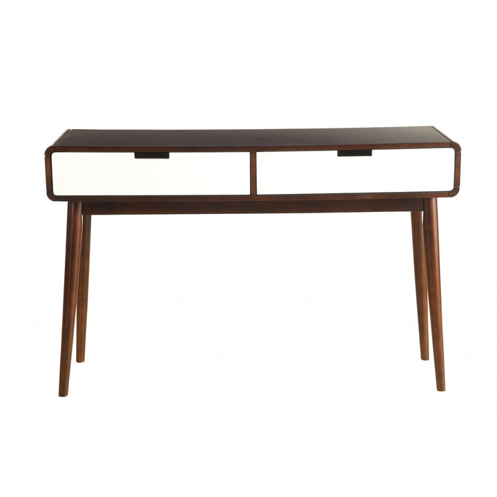 Mahogony And White Double Drawer Console Table Image 1