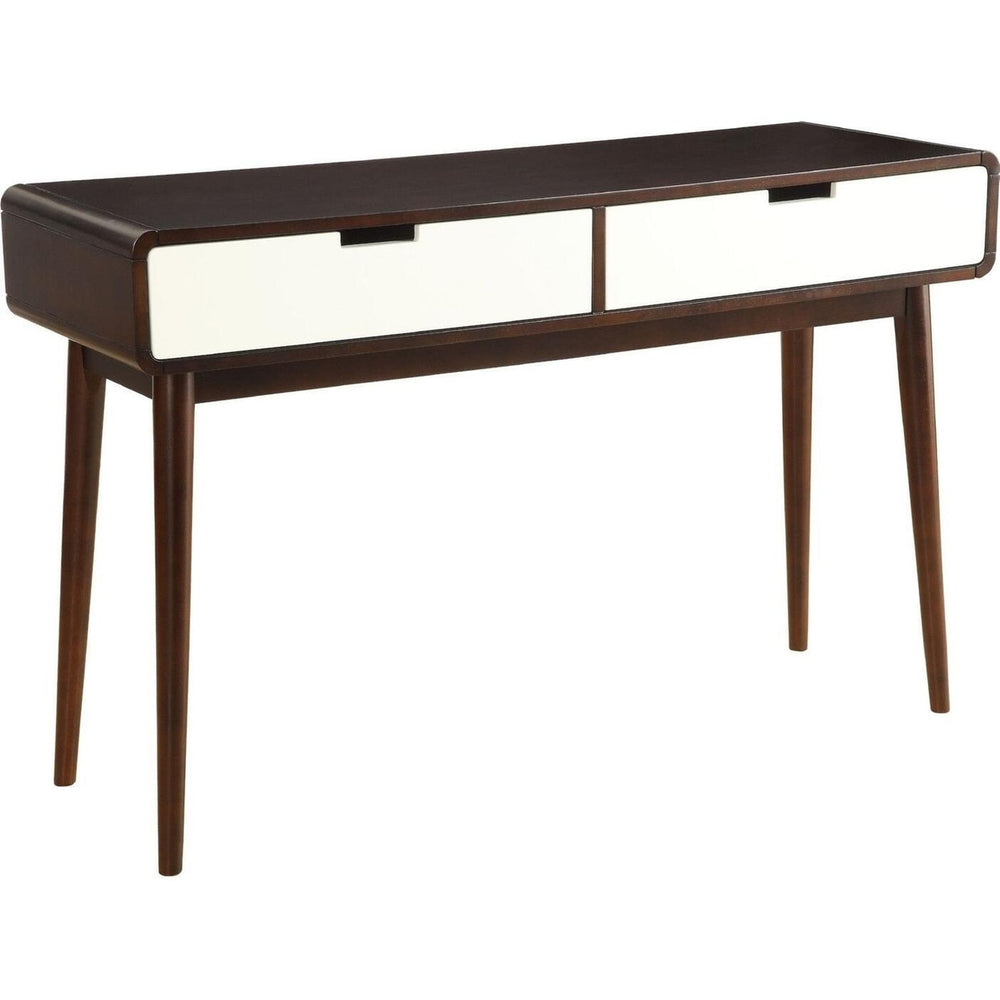Mahogony And White Double Drawer Console Table Image 2