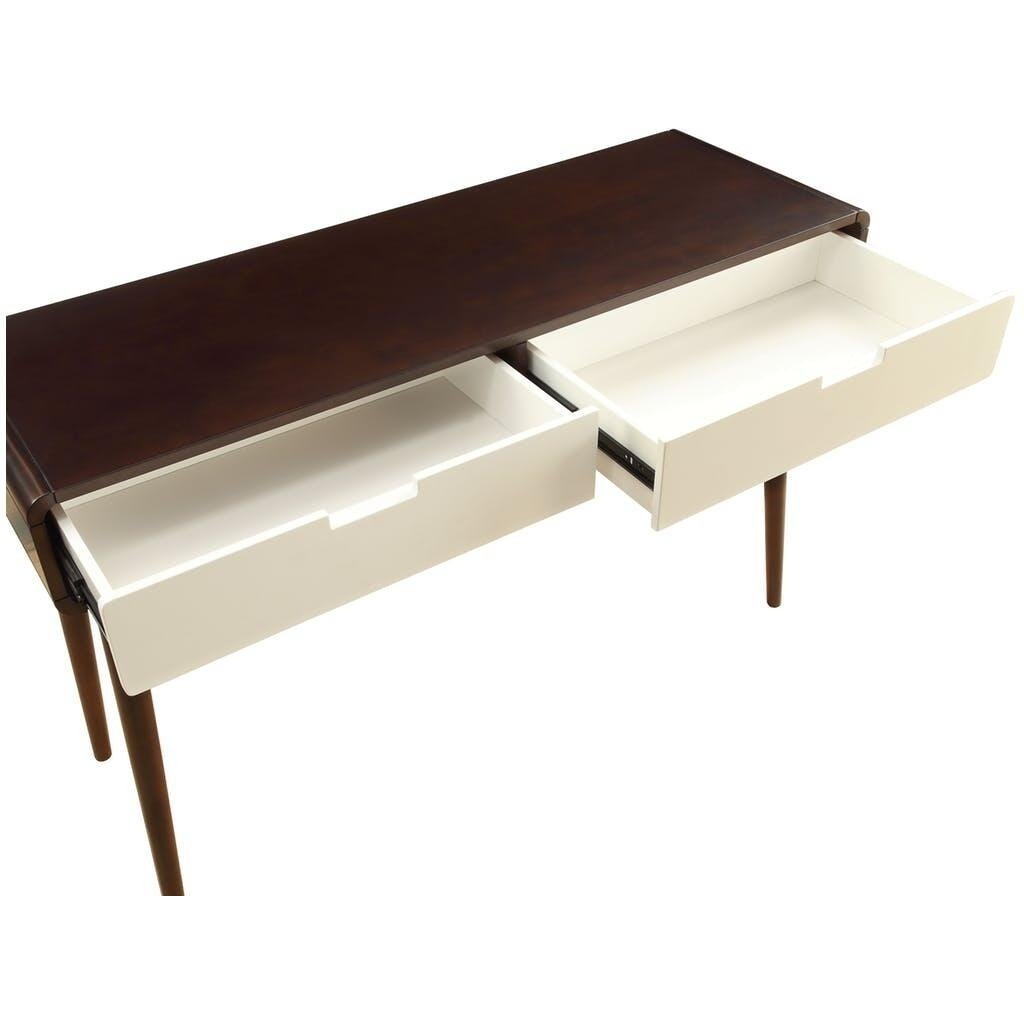 Mahogony And White Double Drawer Console Table Image 3