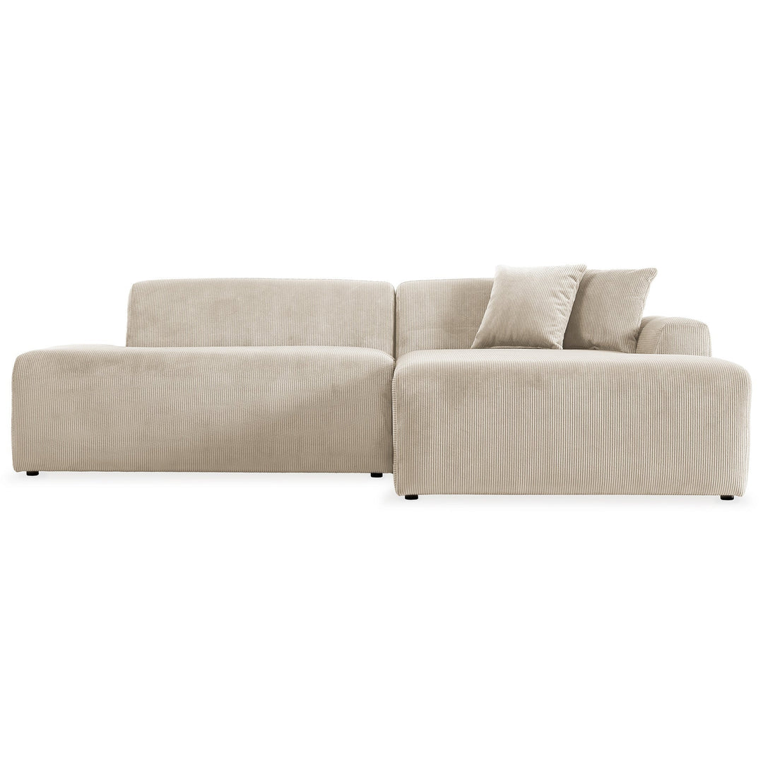 Mar Sectional Cream Velvet Sofa (Right Facing) Image 1