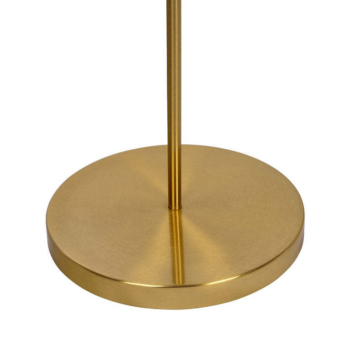 Majestic Brass Ring Base Curved Floor Lamp with Triangle White Drum Shade Image 5