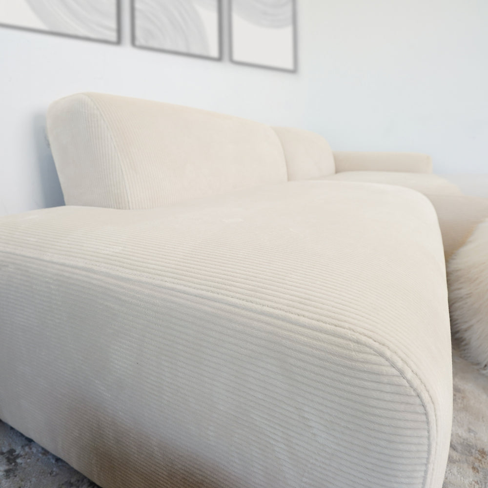 Mar Sectional Cream Velvet Sofa (Right Facing) Image 2