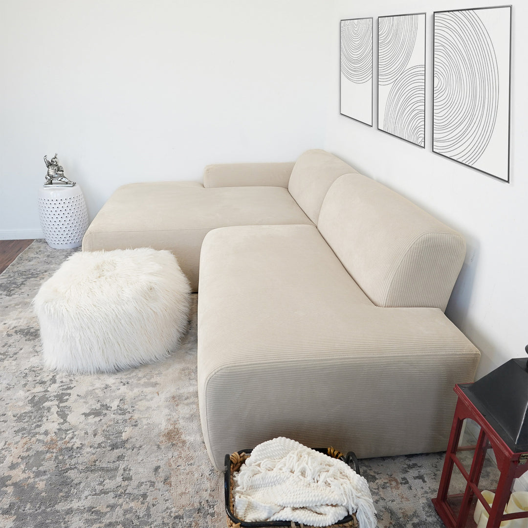 Mar Sectional Cream Velvet Sofa(Left Facing) Image 5